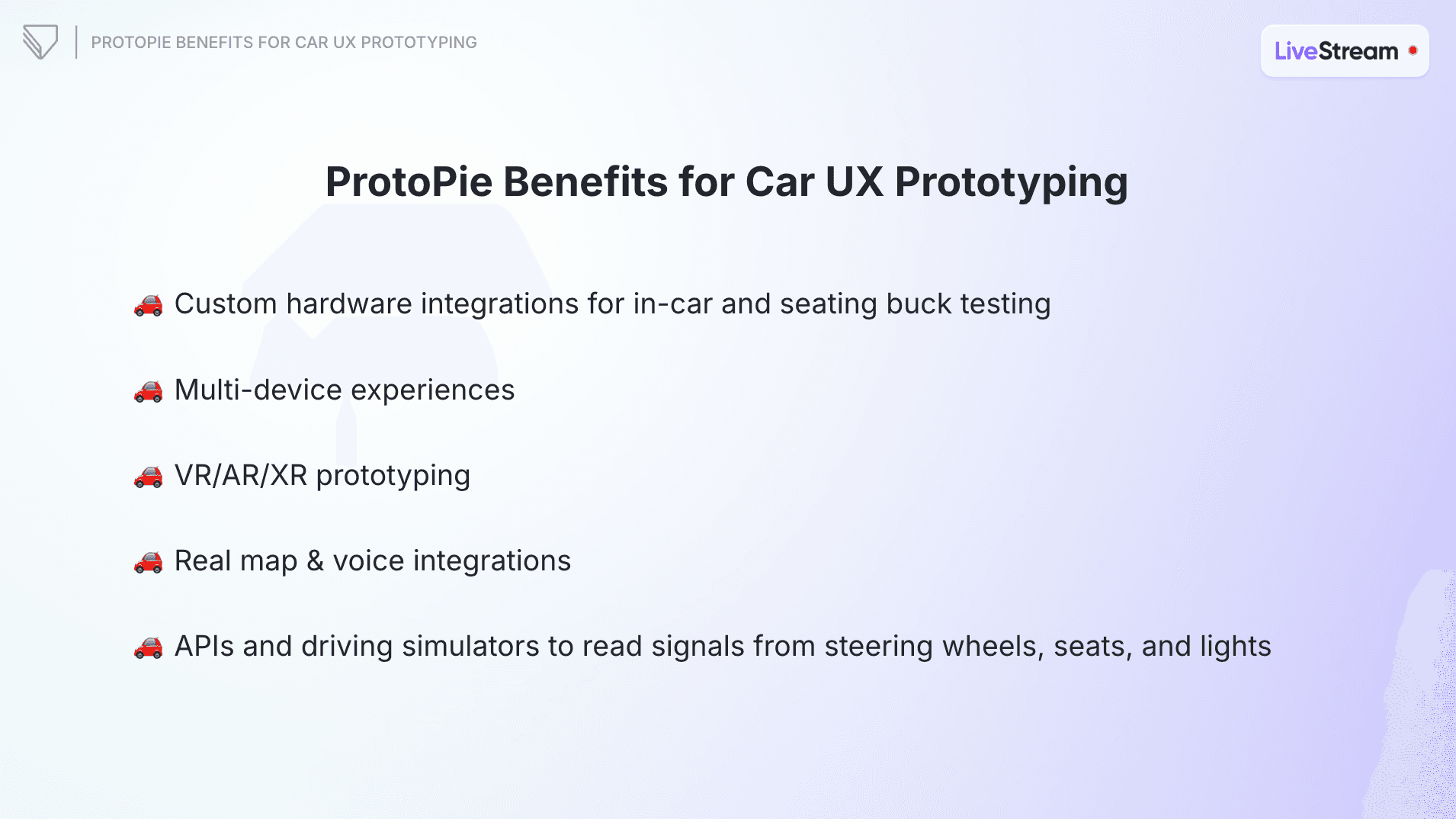 ProtoPie benefits for car UX prototyping.