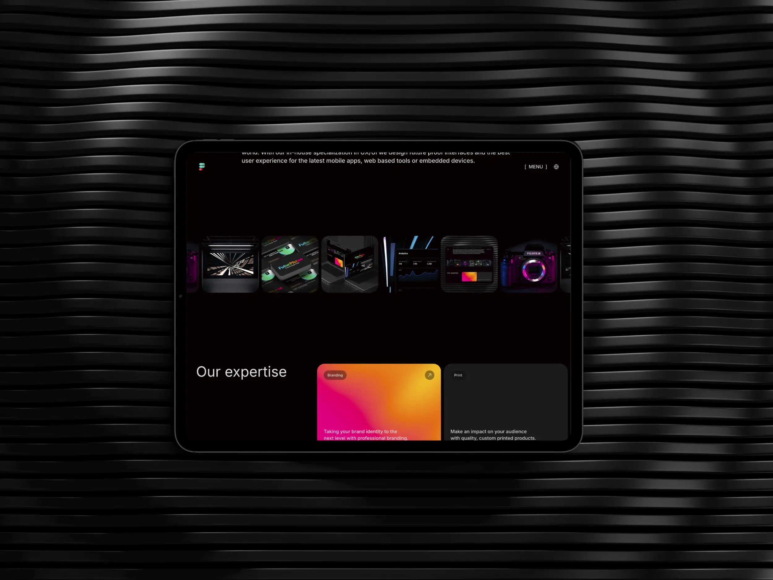 New FuturPhase website: about us page of a creative design agency.