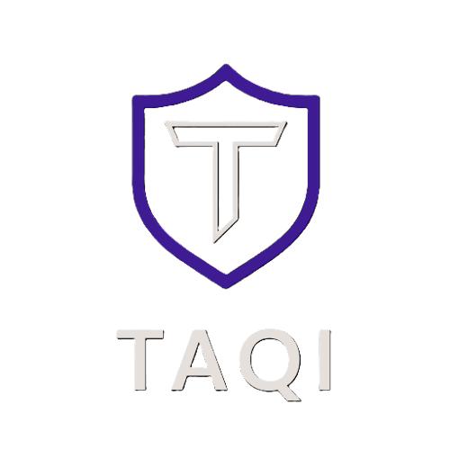 Purple neon T in a shield shape on black background