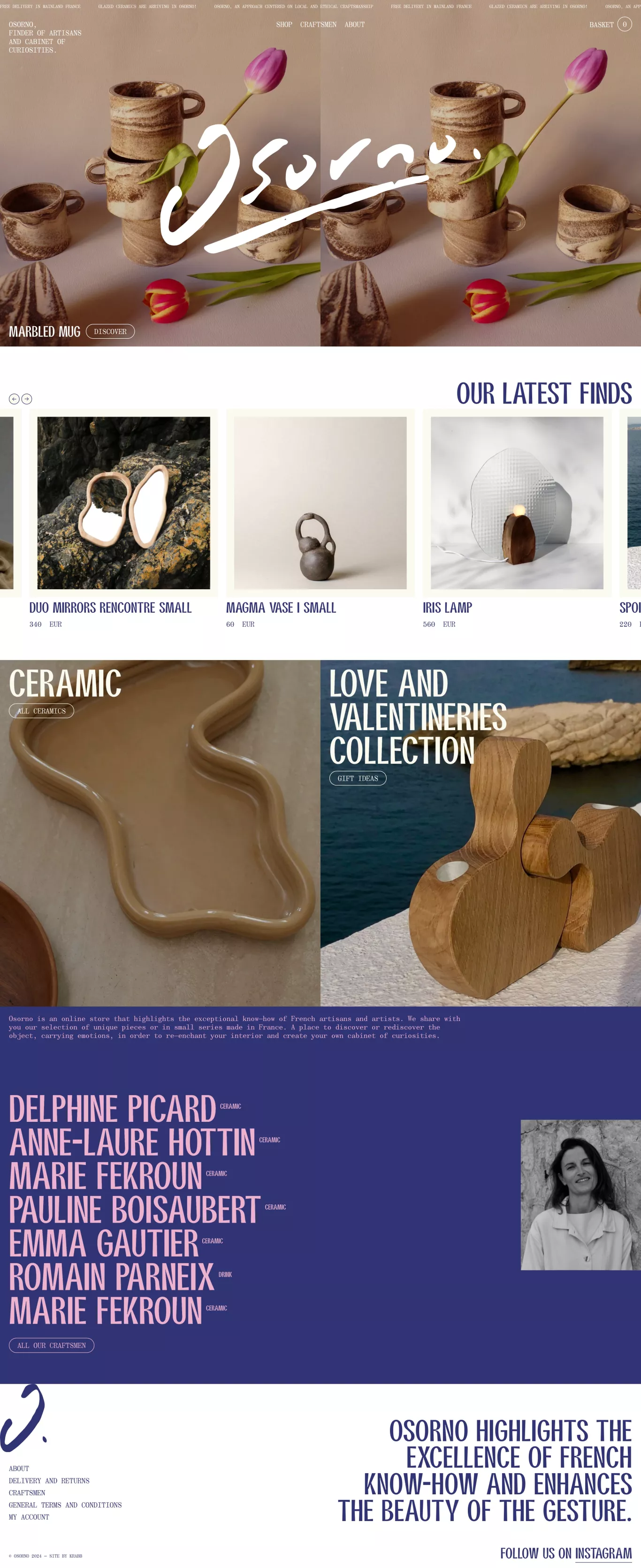 Osorno ecommerce page screenshot showcasing Design and Furniture & Interiors design