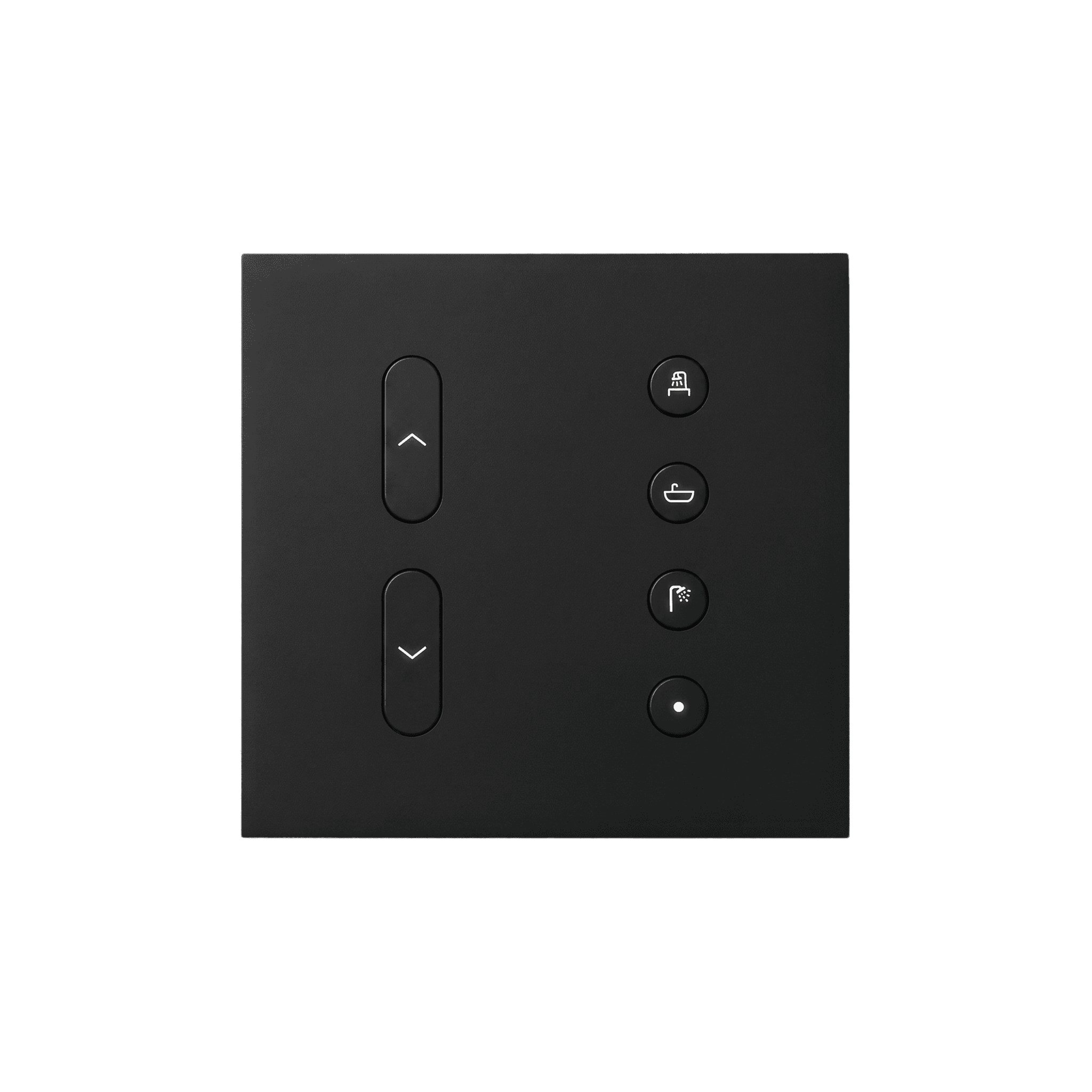 Black control panel with arrow and water icons.
