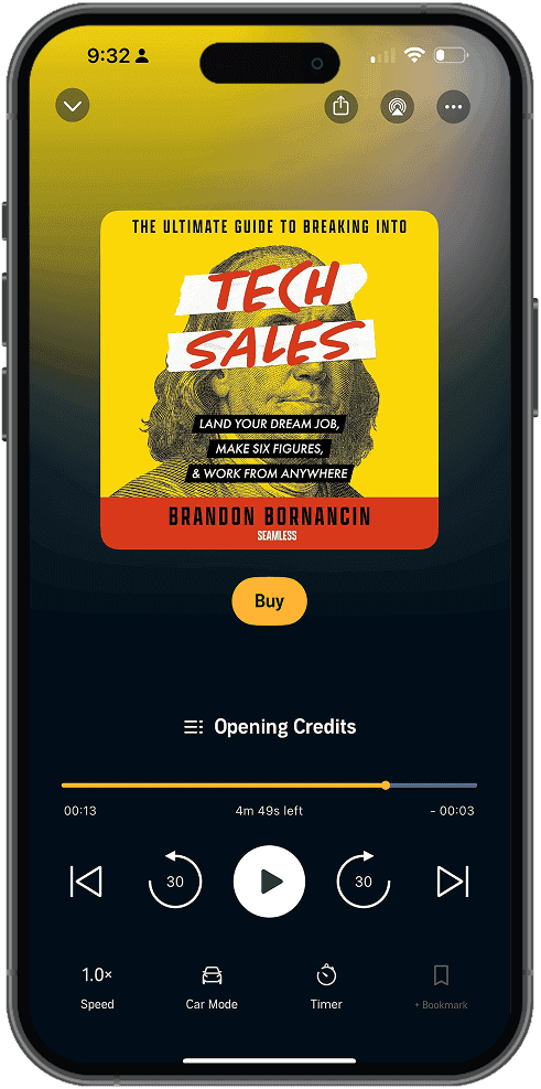 Phone mockup showing the audiobook