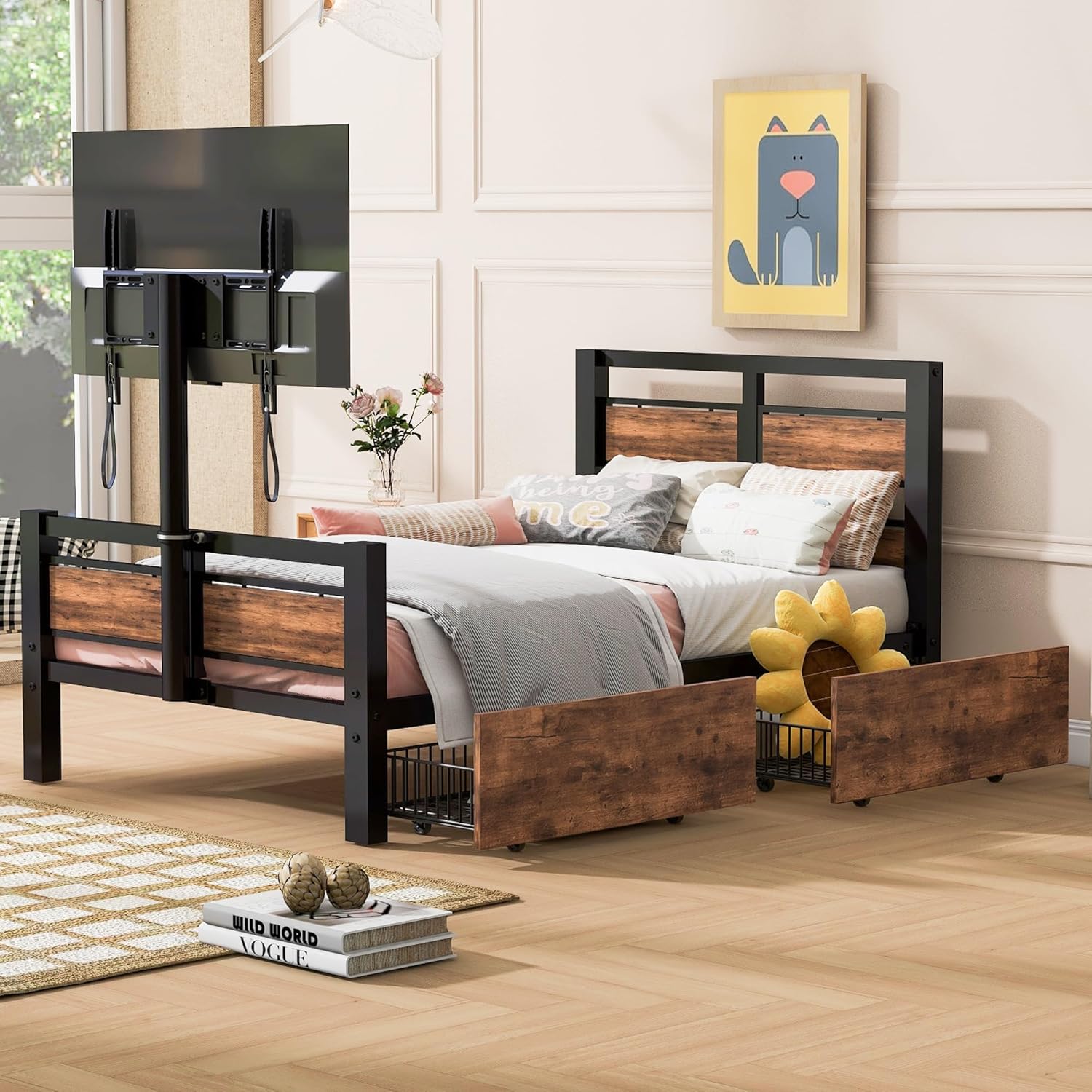 Built with premium materials, the twin bed with tv mount ensures lasting comfort and support.