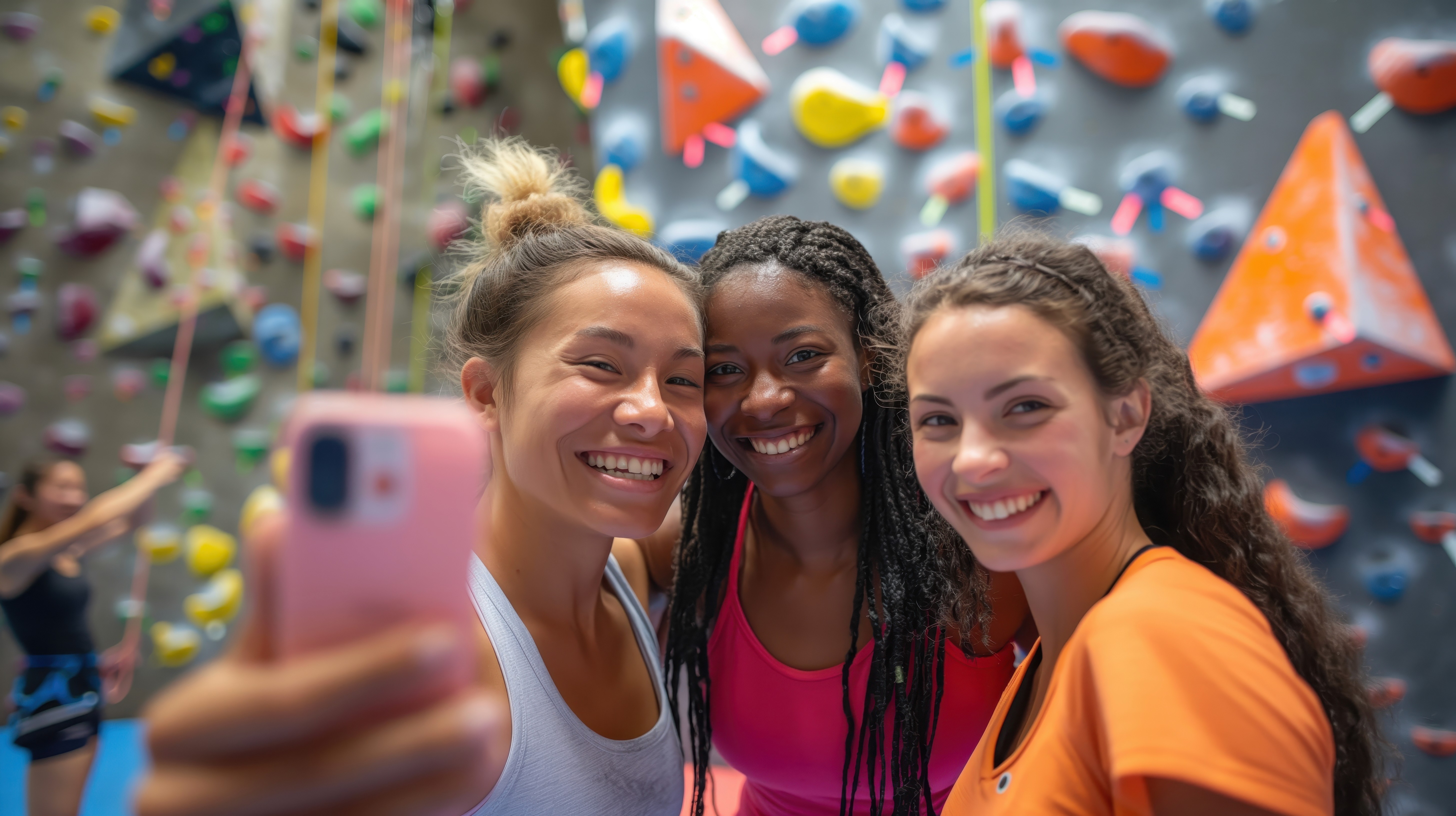 Three Girl Having Selfie