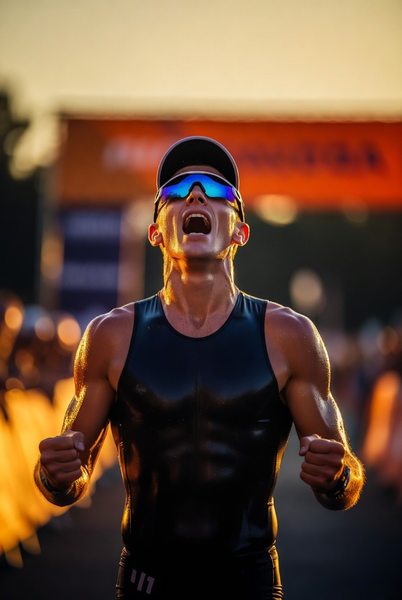 Male athlete runner cheering up
