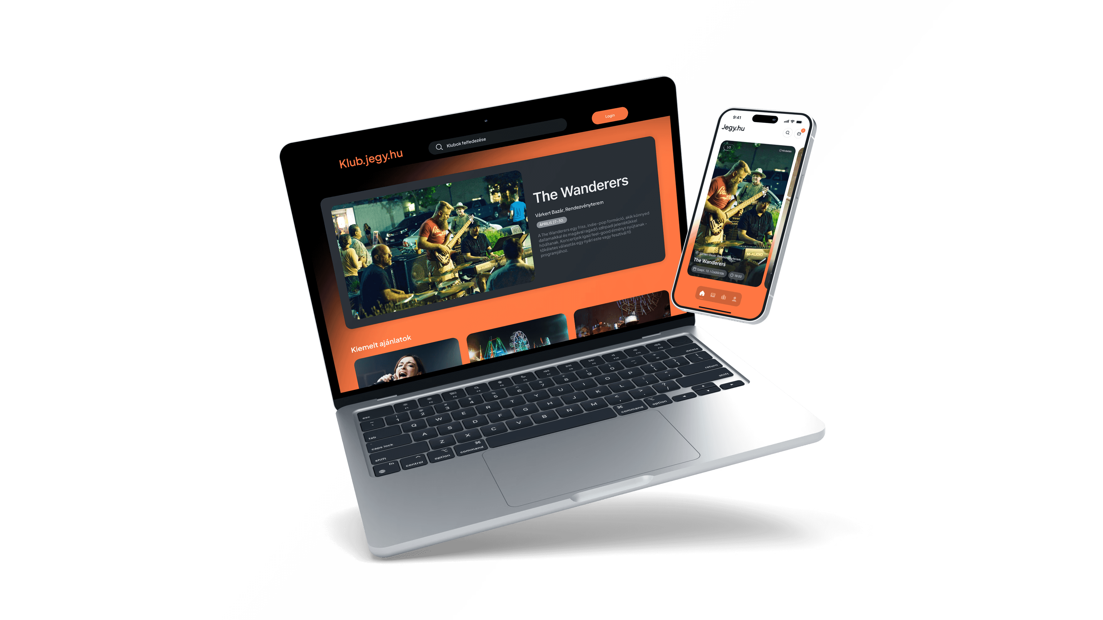 Fesztival.jegy.hu weboldal és fesztivál demo app mockup