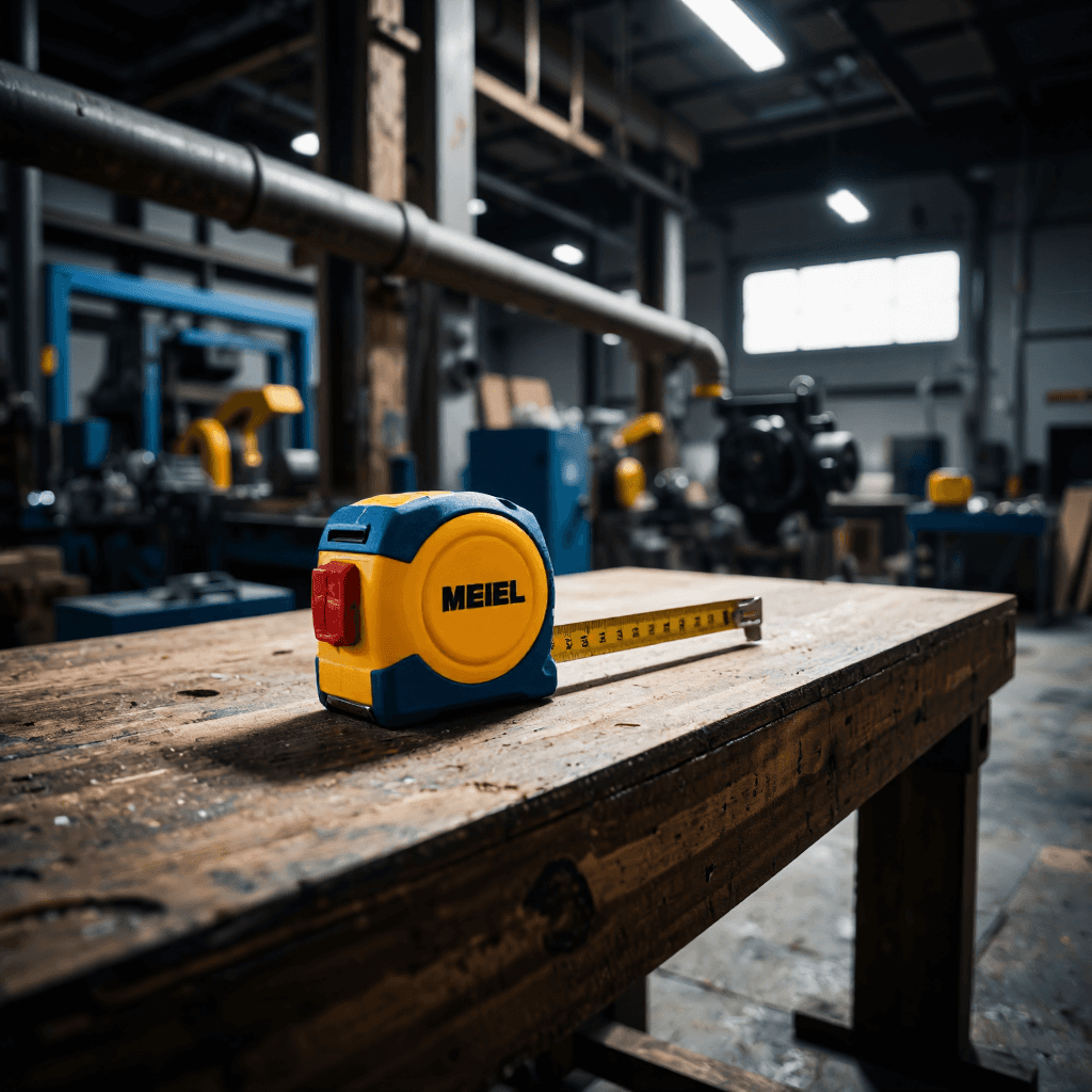 product photography of a measuring tape, used for measuring lengths and distances, featuring a retractable tape
