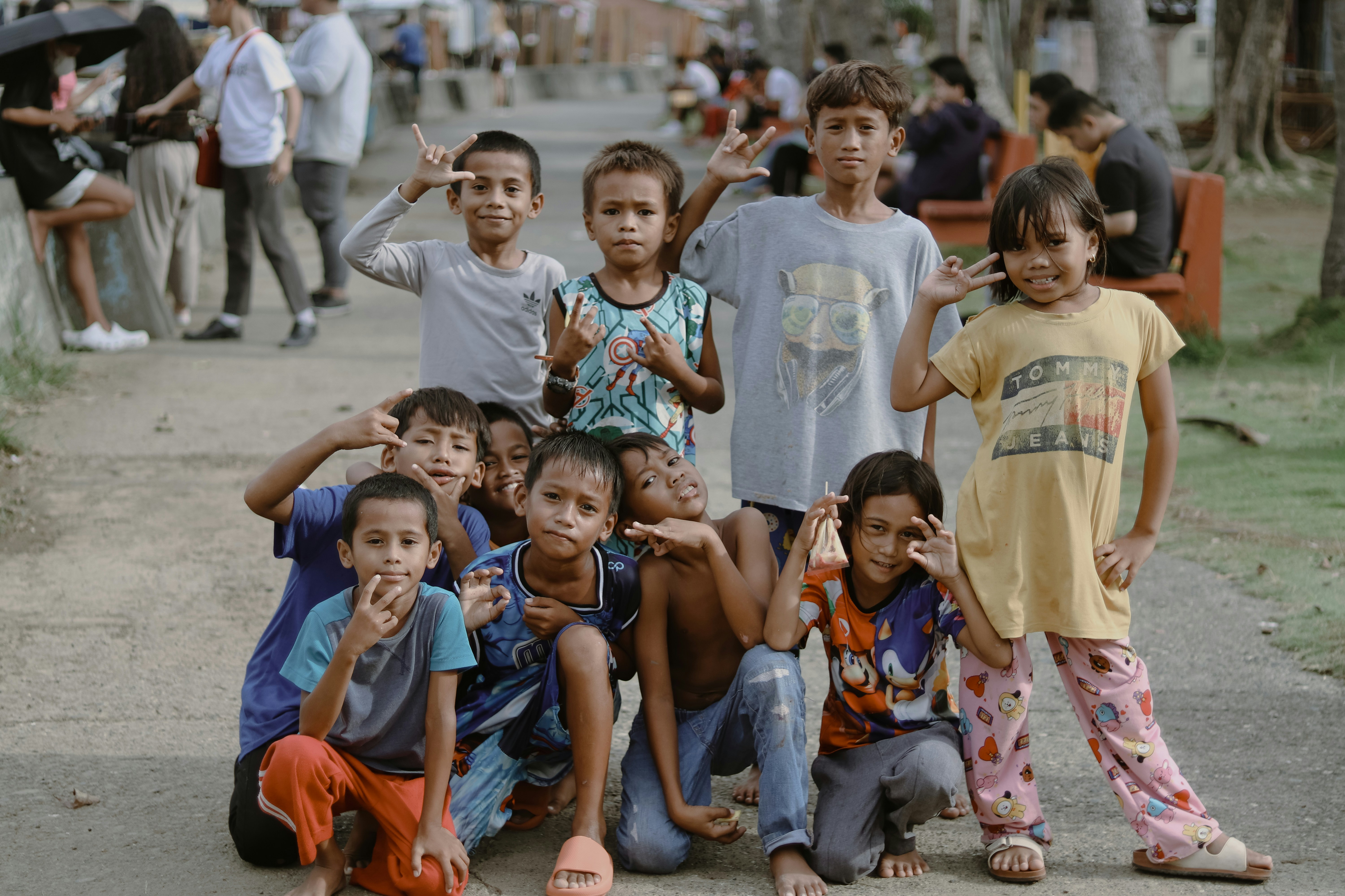 A group of children posing for a picture