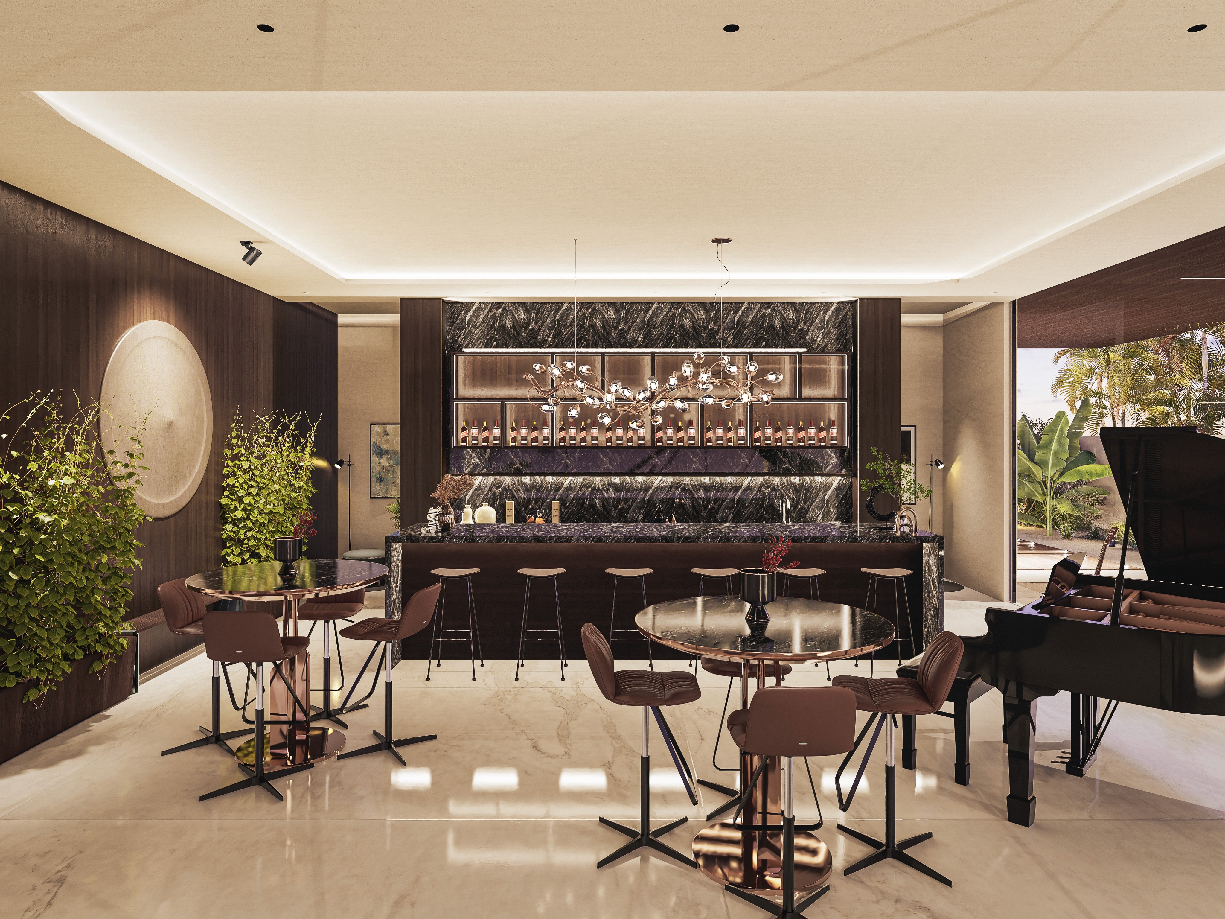 Telchac luxury mansion bar.