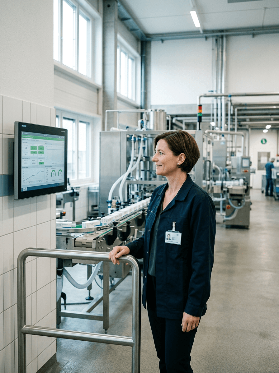 Beraterin arbeitet am Laptop in einem modernen Büro