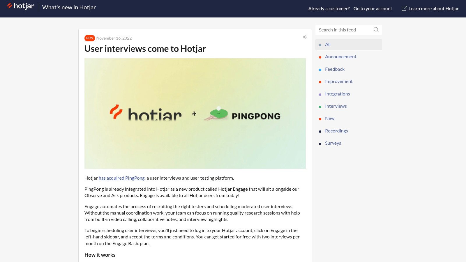 Hotjar Engage user interviews