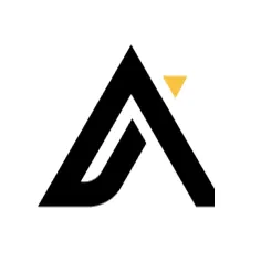 Apollo.io logo, depicting a white abstract black rocket in shape of letter A or upward arrow on a white background. Key prospecting and lead generation tool in automation expert Lucas Ostrowski's sales acceleration toolkit.