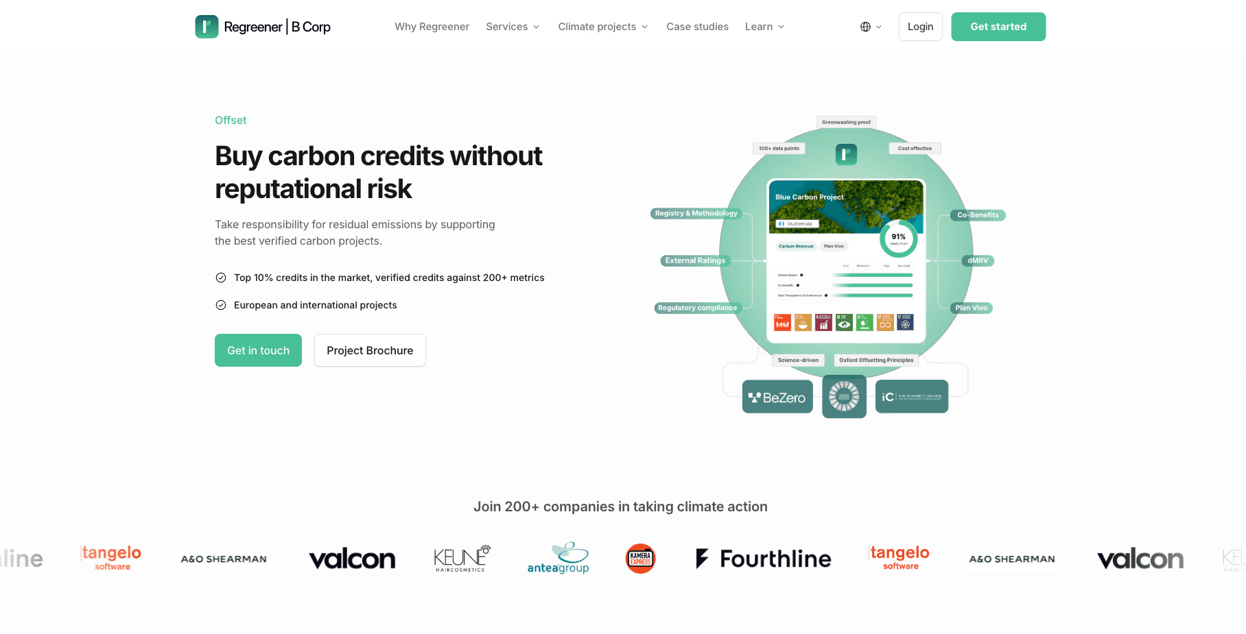 Screenshot of the Regreener website