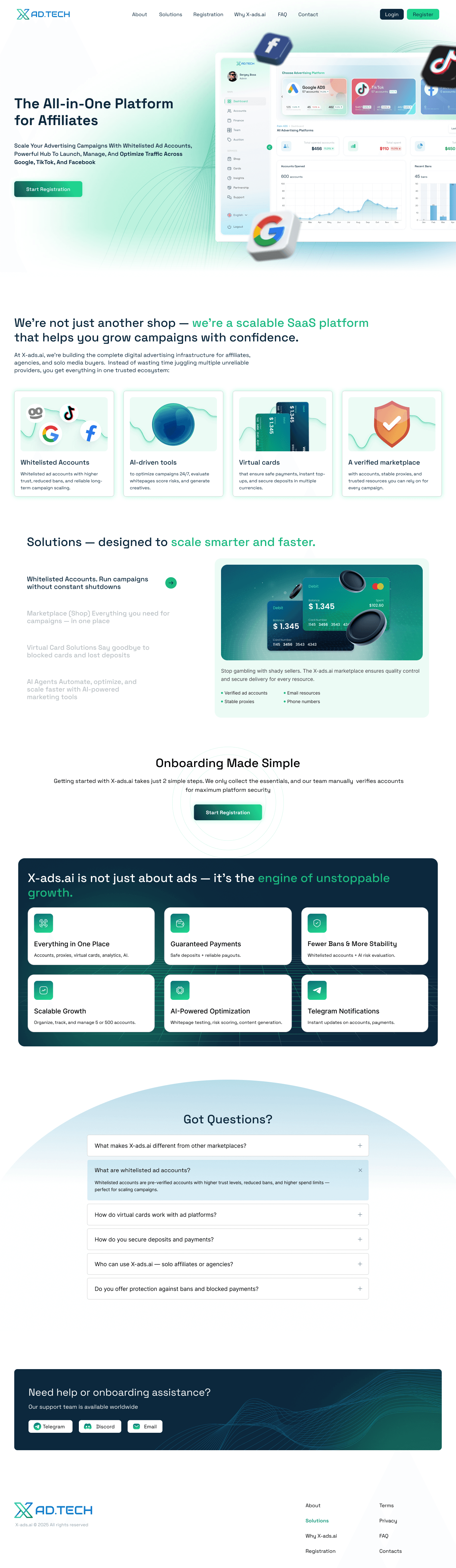 X-Ads website — landing page
