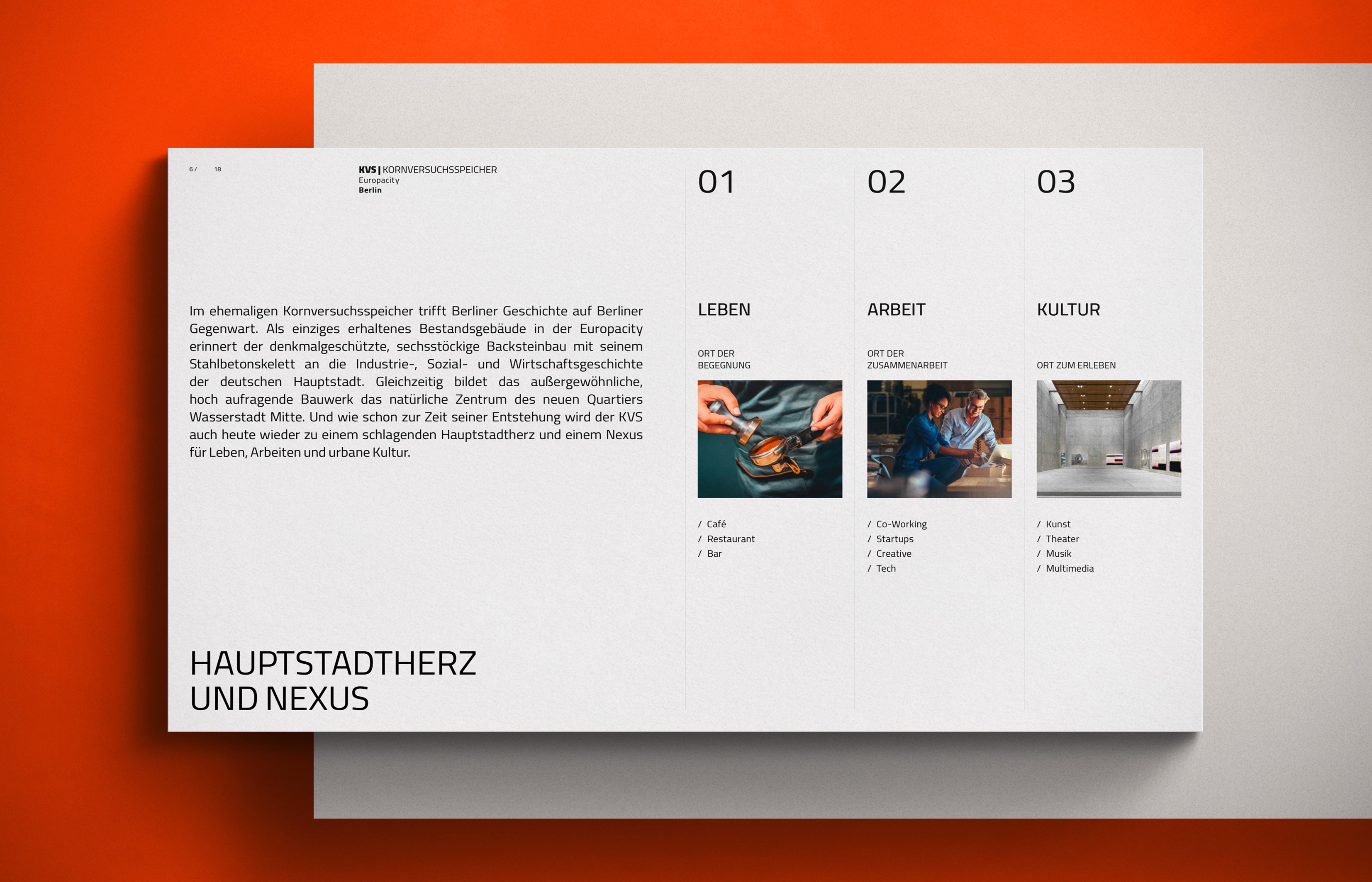 Broschüre für den KVS Kornspeicher – modernes Editorial Design mit klarer Typografie und markanter, zeitgemäßer Farbwelt
