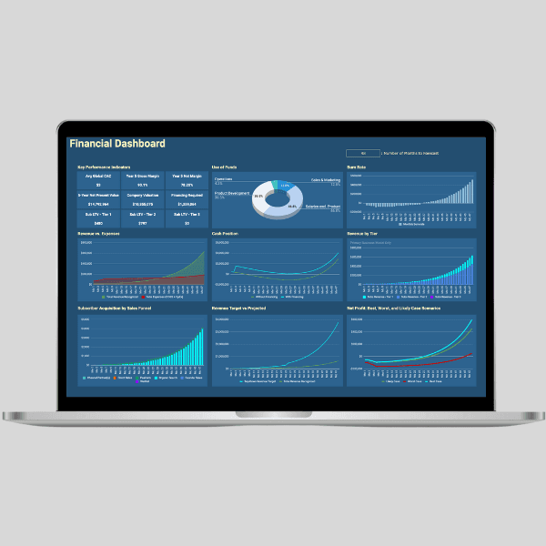Financial presentation on a laptop