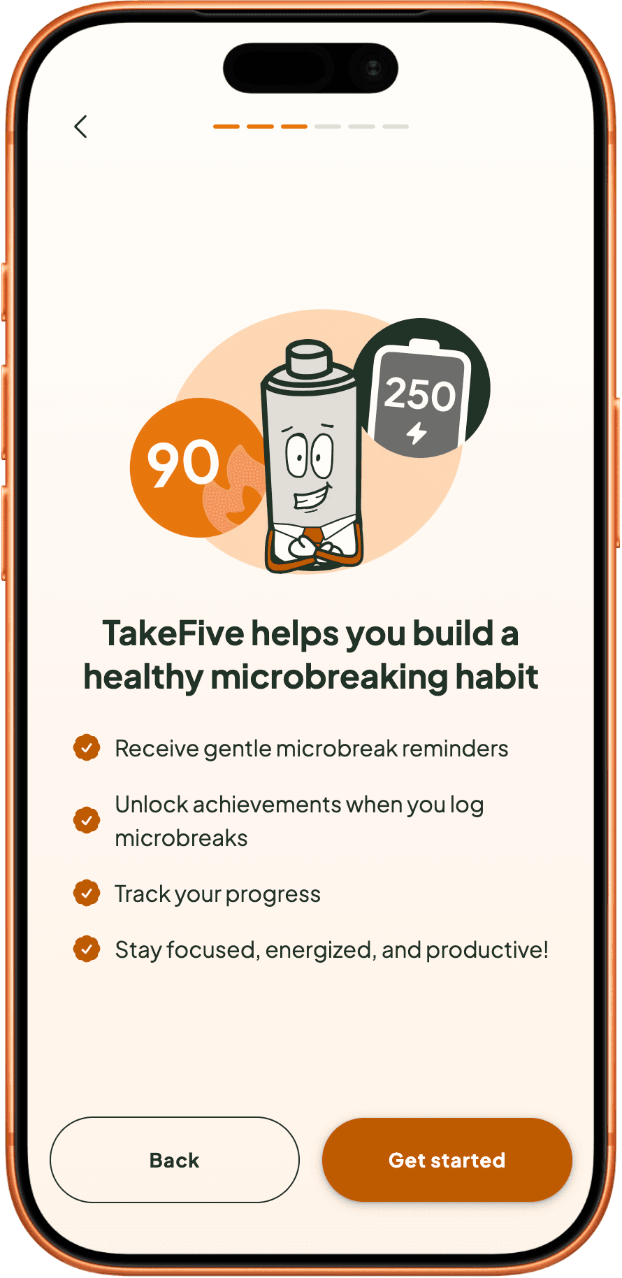 Final iteration of TakeFive landing screen