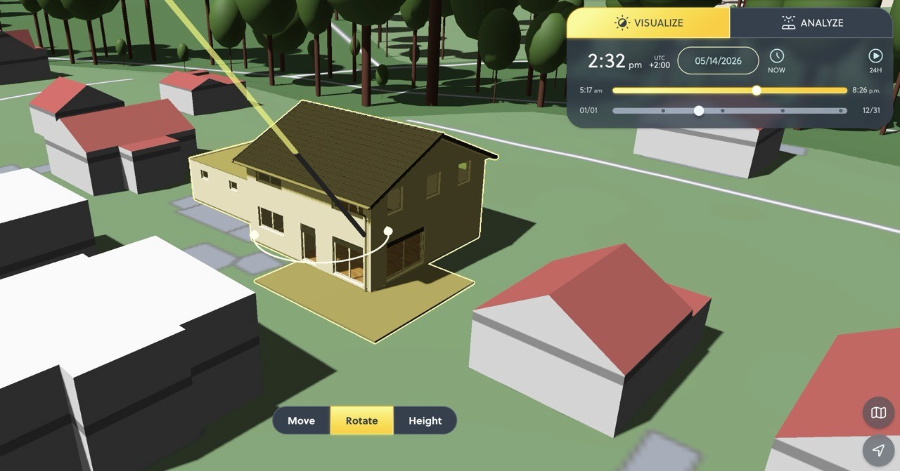 Shadowmap enables easy 3D planning of smarter building orientation and passive design windows energy efficiency