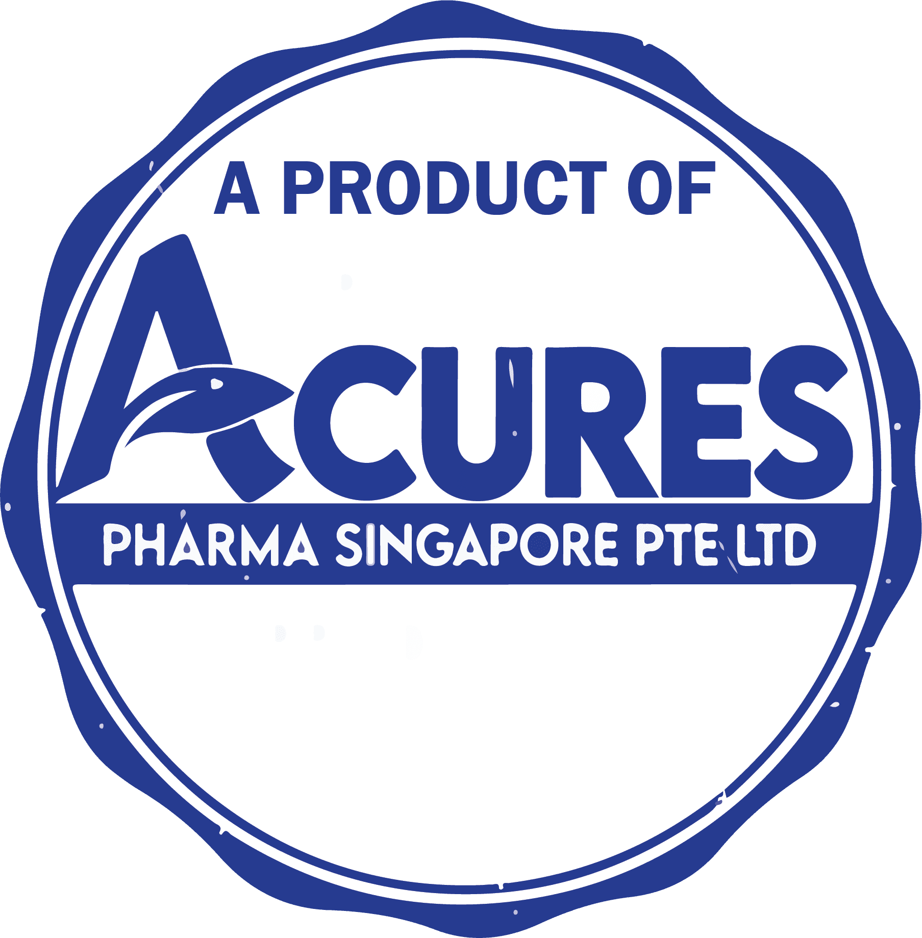 Seal logo reading 'A Product of ACURES Pharma Singapore Pte Ltd', pharmaceutical company providing trusted healthcare solutions