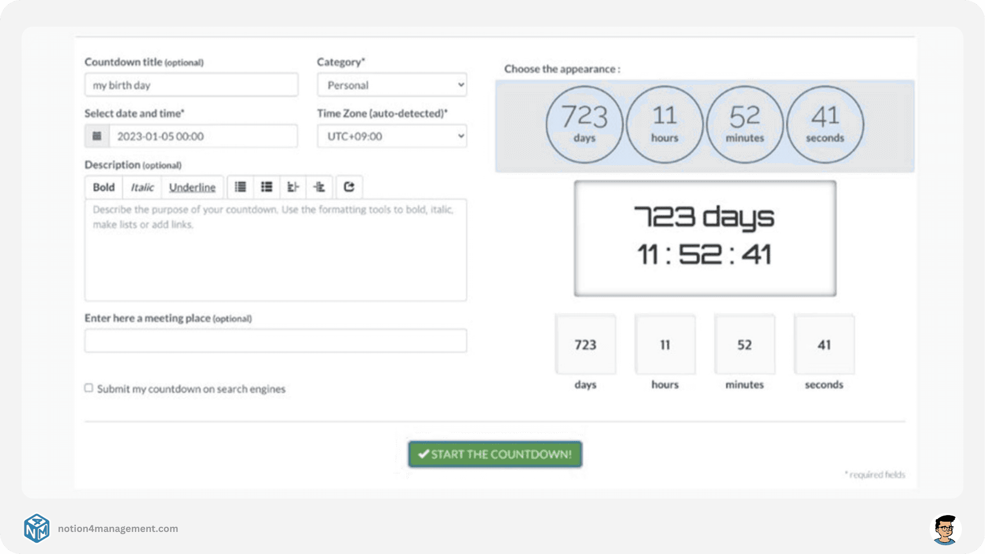 Notion Countdown Widget