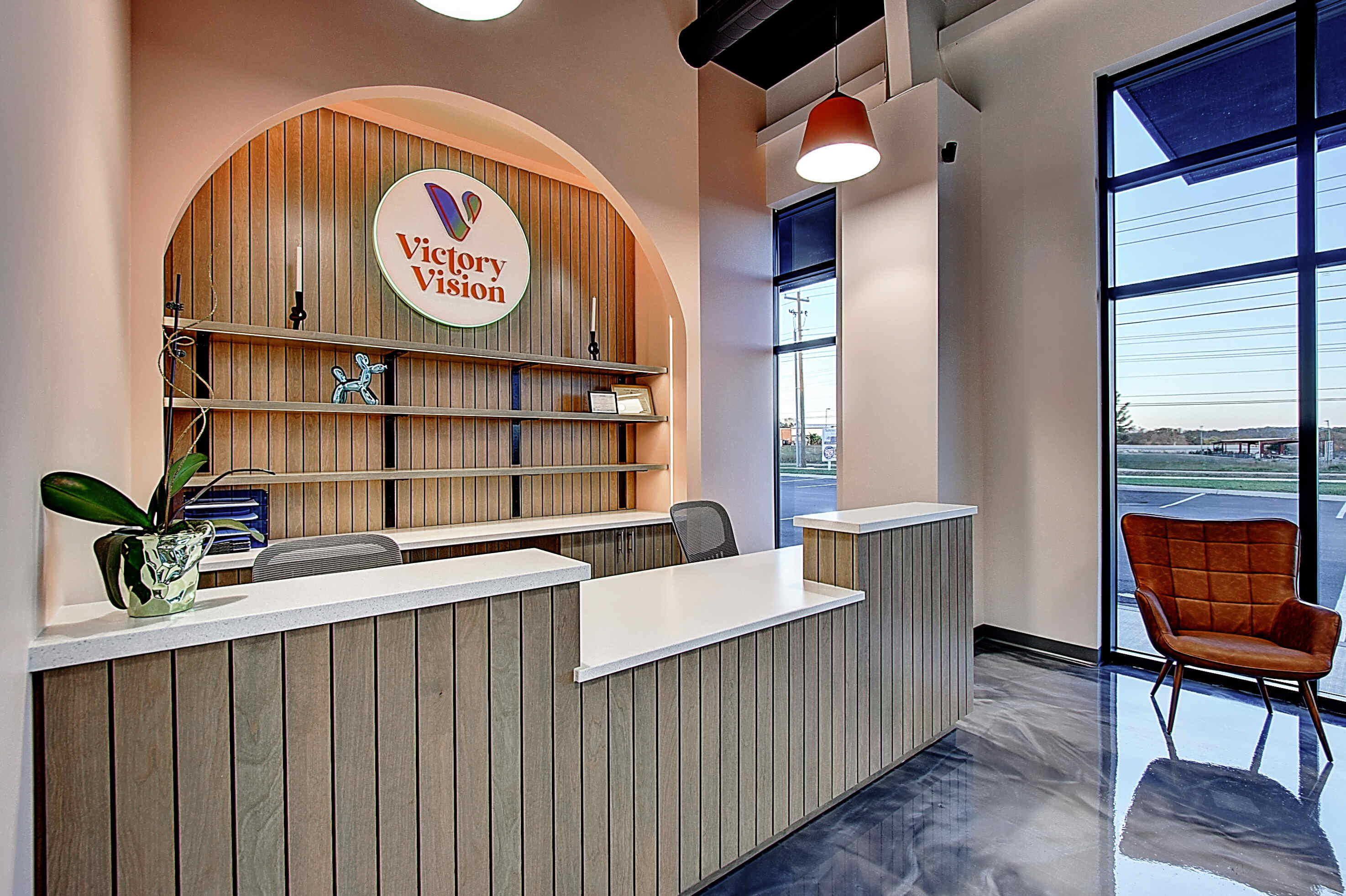 Victory vision reception desk front