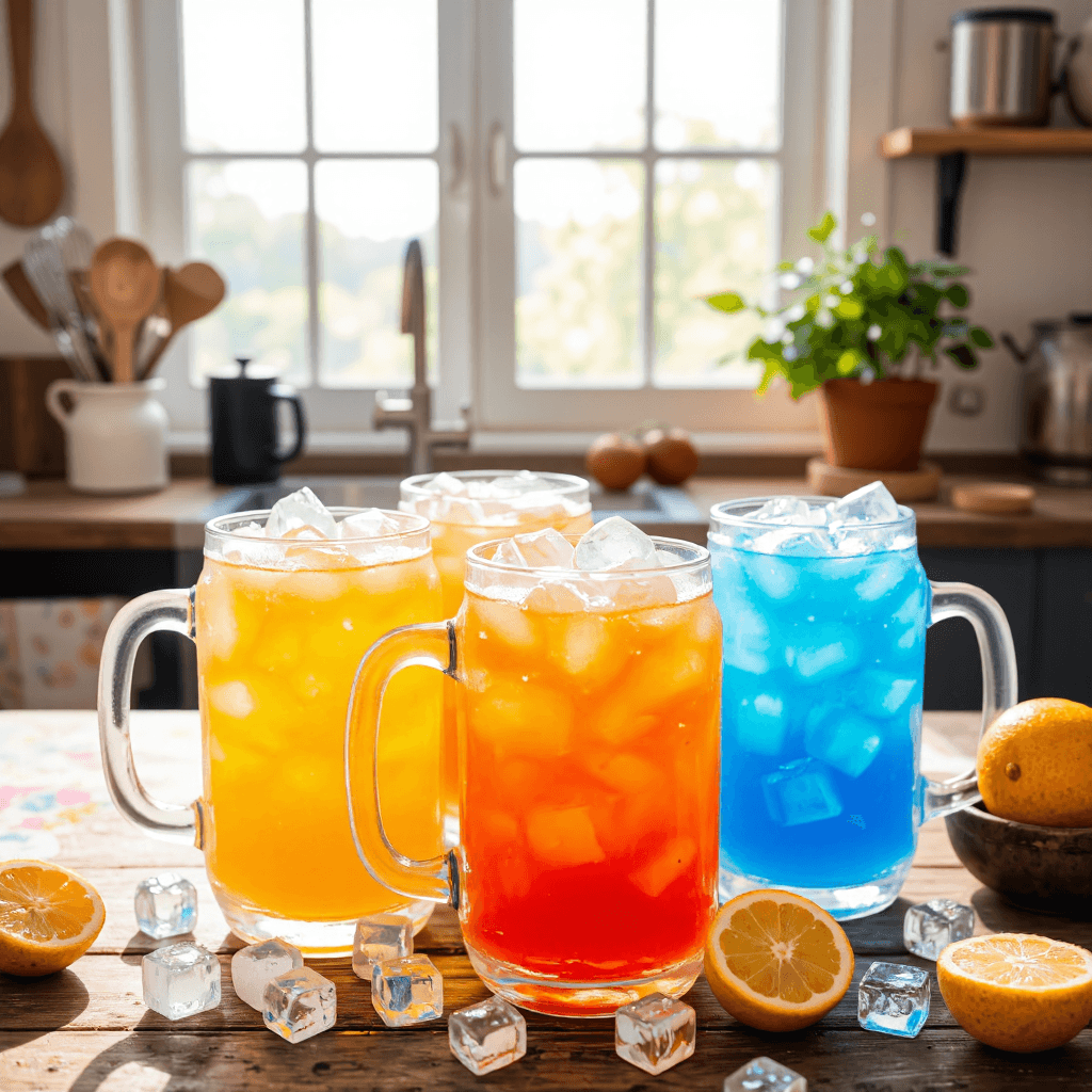 product photography of set of colorful beverage mugs