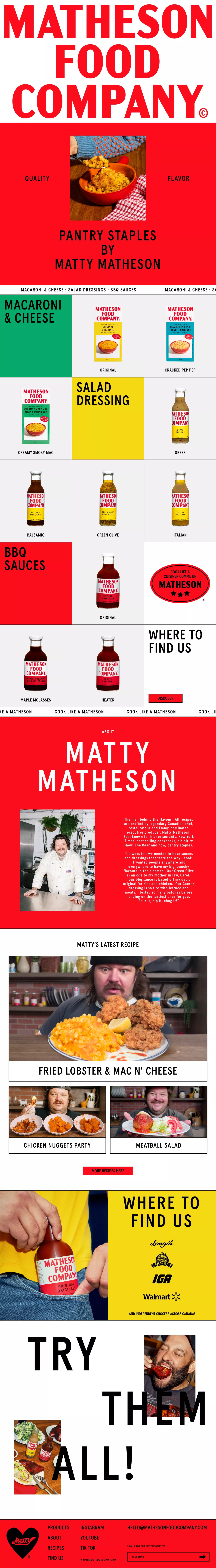 MATHESON FOOD COMPANY - BBQ SAUCES, SALA landing page screenshot showcasing Food & Drinks design