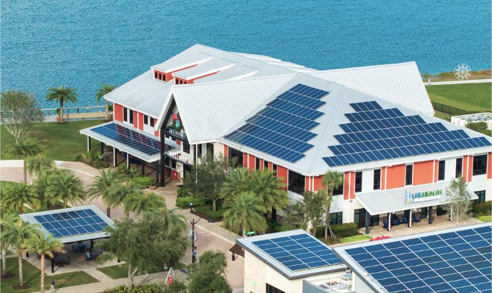solar panels on the roof