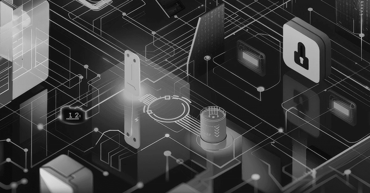 A man in a dark sweater and a woman in glasses wearing a navy blouse sit together at a desk, smiling at the camera with a laptop in front of them.