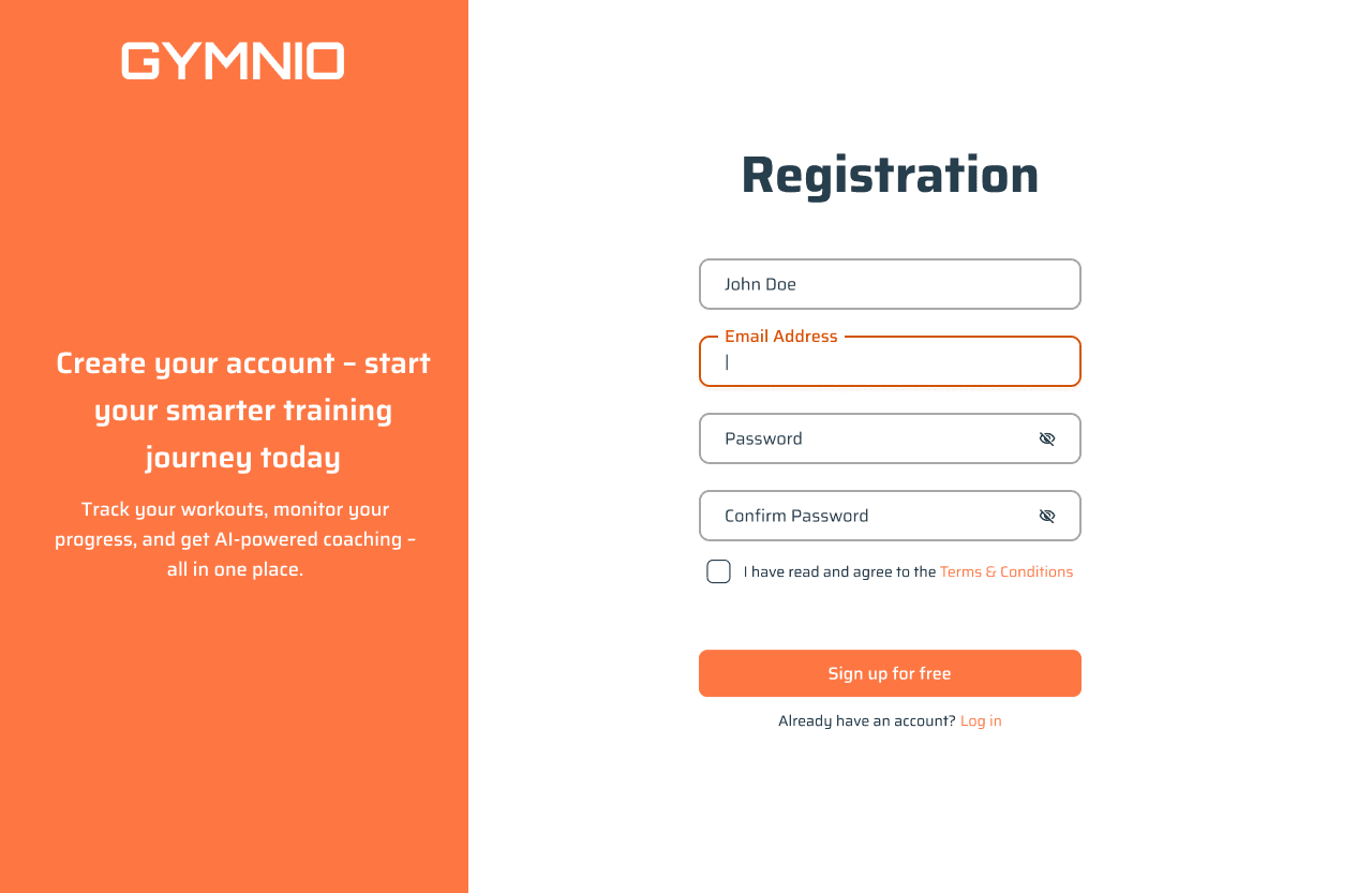 High-Fidelity-Design der Registrationsseite
