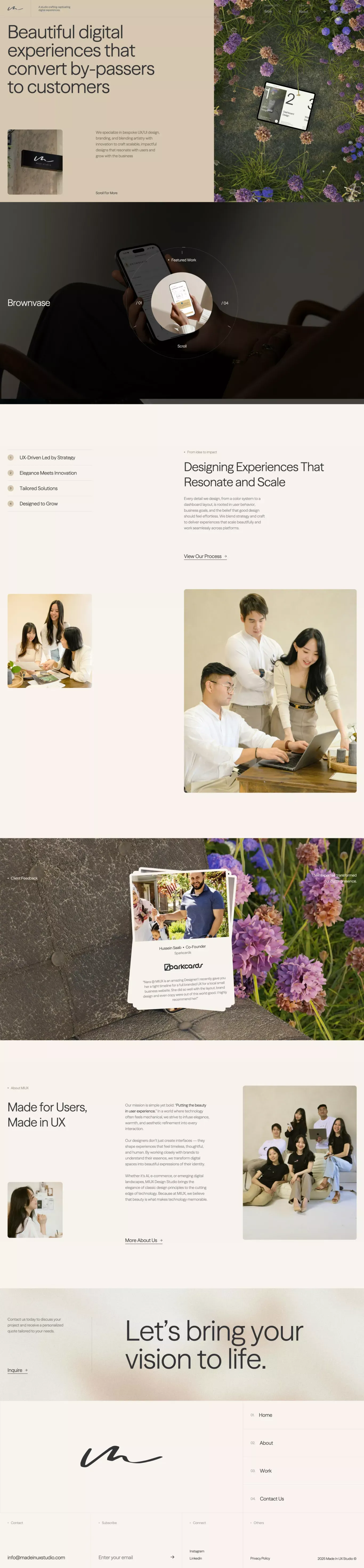 MIUX portfolio page screenshot showcasing Design design