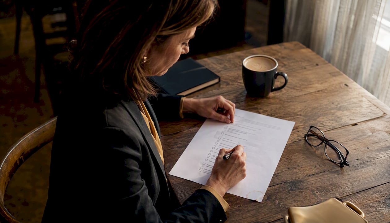 Hands auditing quiet prospect checklist