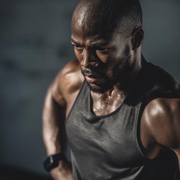 man on running field