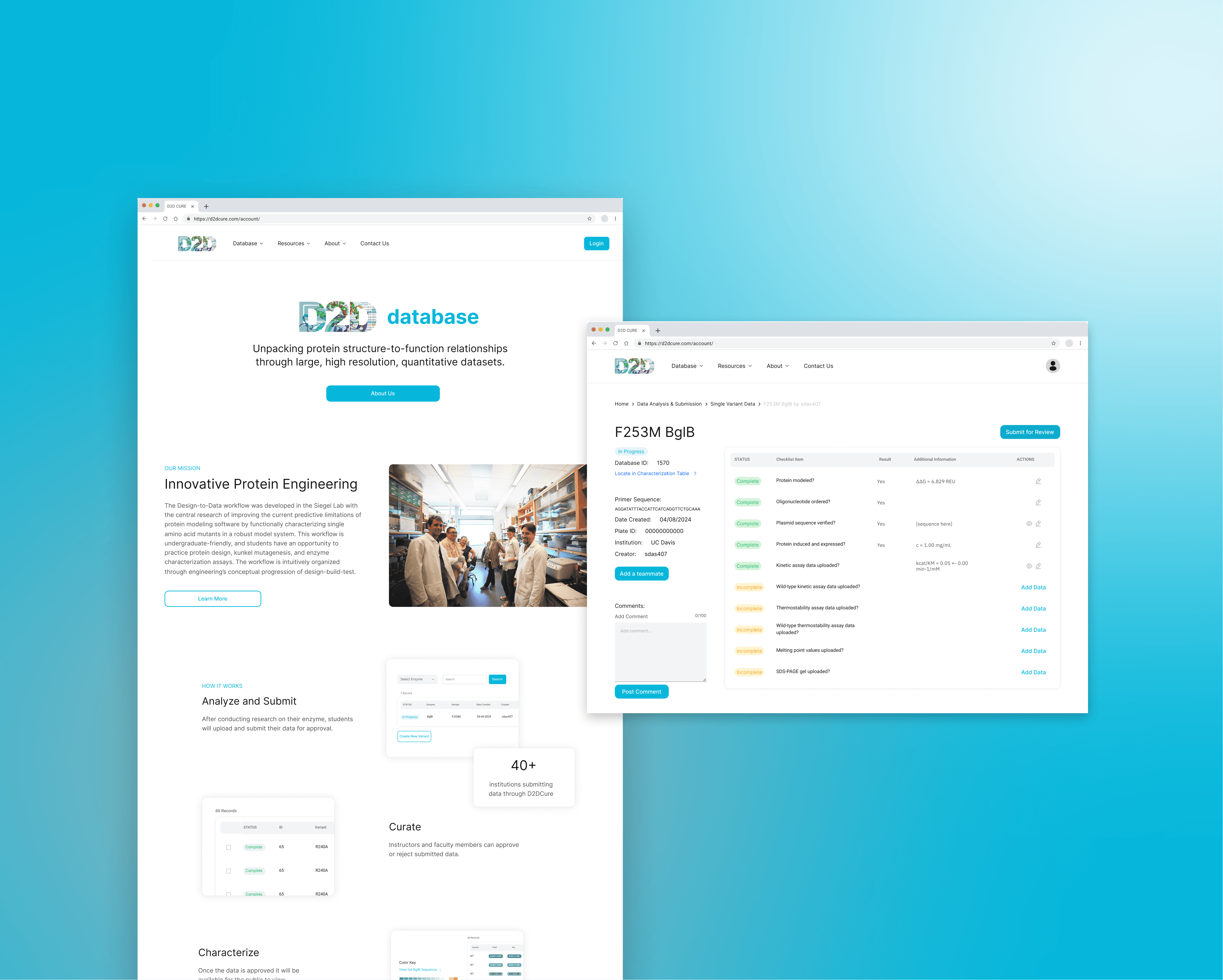 Mockup of website prototype