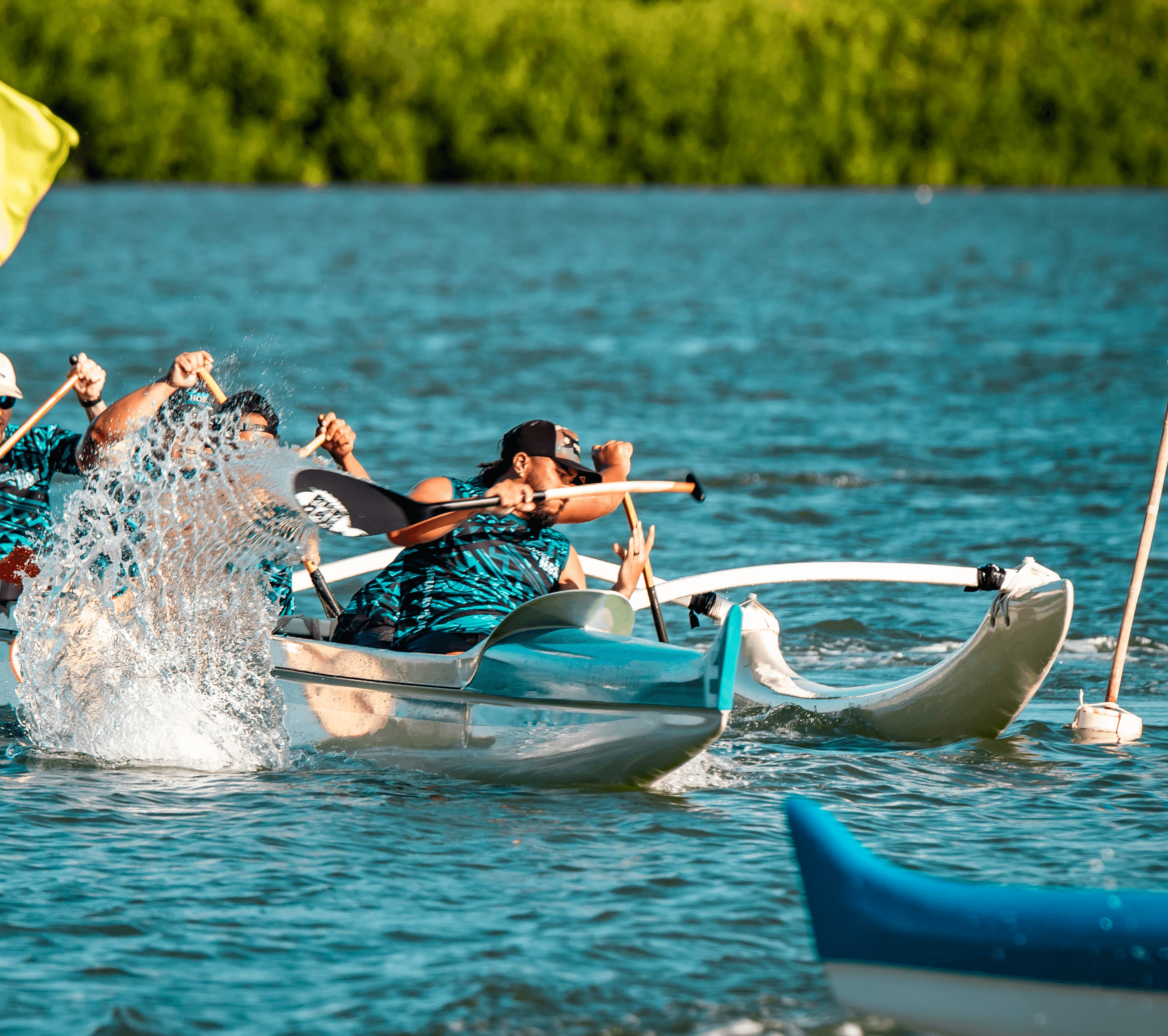 Man with surfing with paddle
