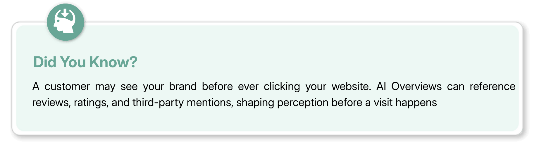 AI Overview displaying brand reviews and ratings before a website visit.