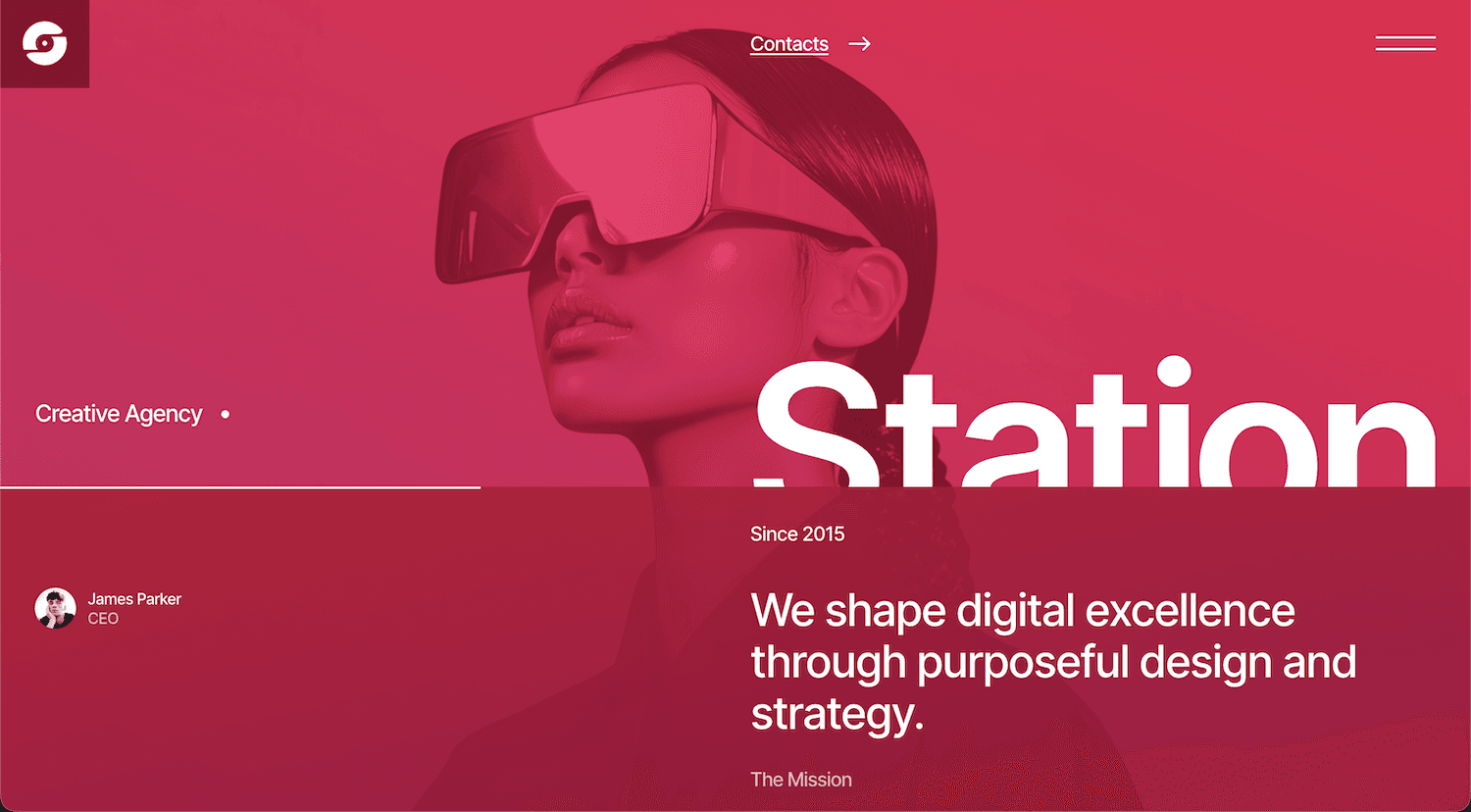 Station Framer agency template hero section with bold visuals and expressive typography