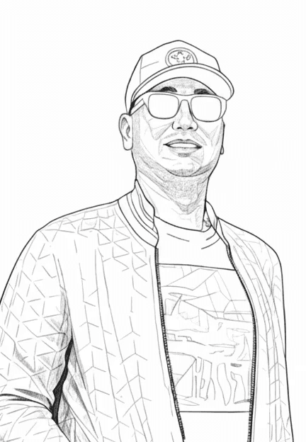 Portrait of a person in a pink sweater against a light background