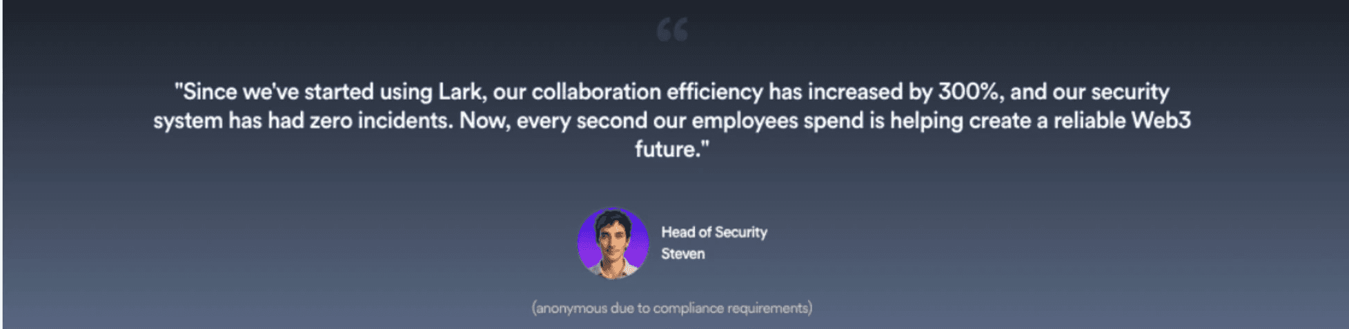 Customer testimonials from the web3 industry