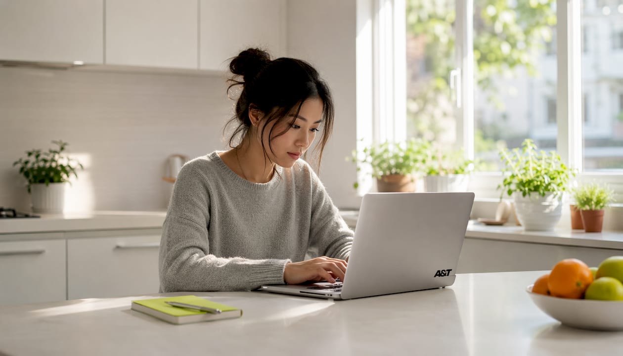 Woman typing on laptop registration form