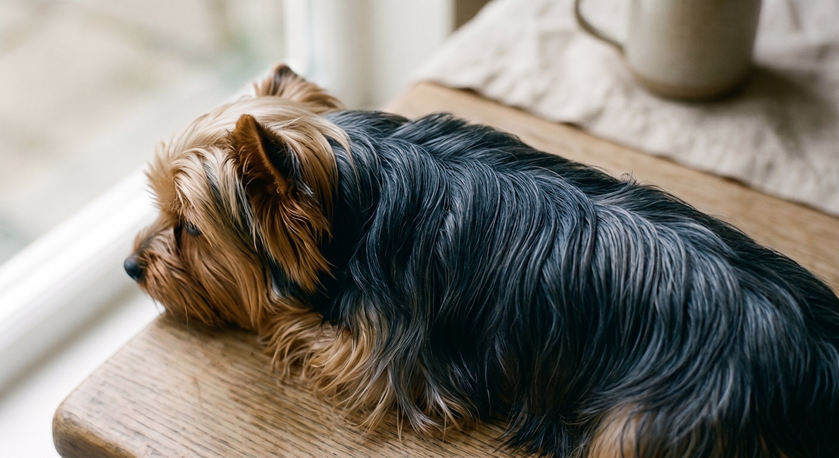 Close-up of a small dog’s back and topline coat in soft natural daylight, observational composition — illustrating intentional coat-zone observation as part of the photo-comparison practice.