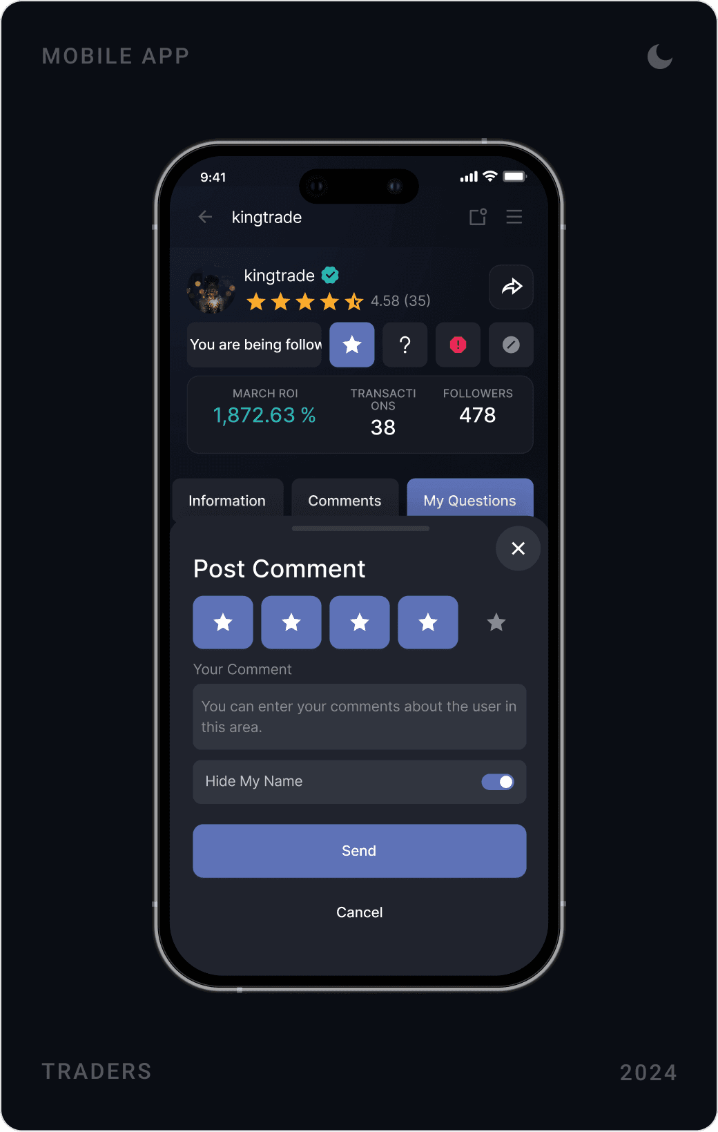 Structured Trader Rating & Comment Modal Design