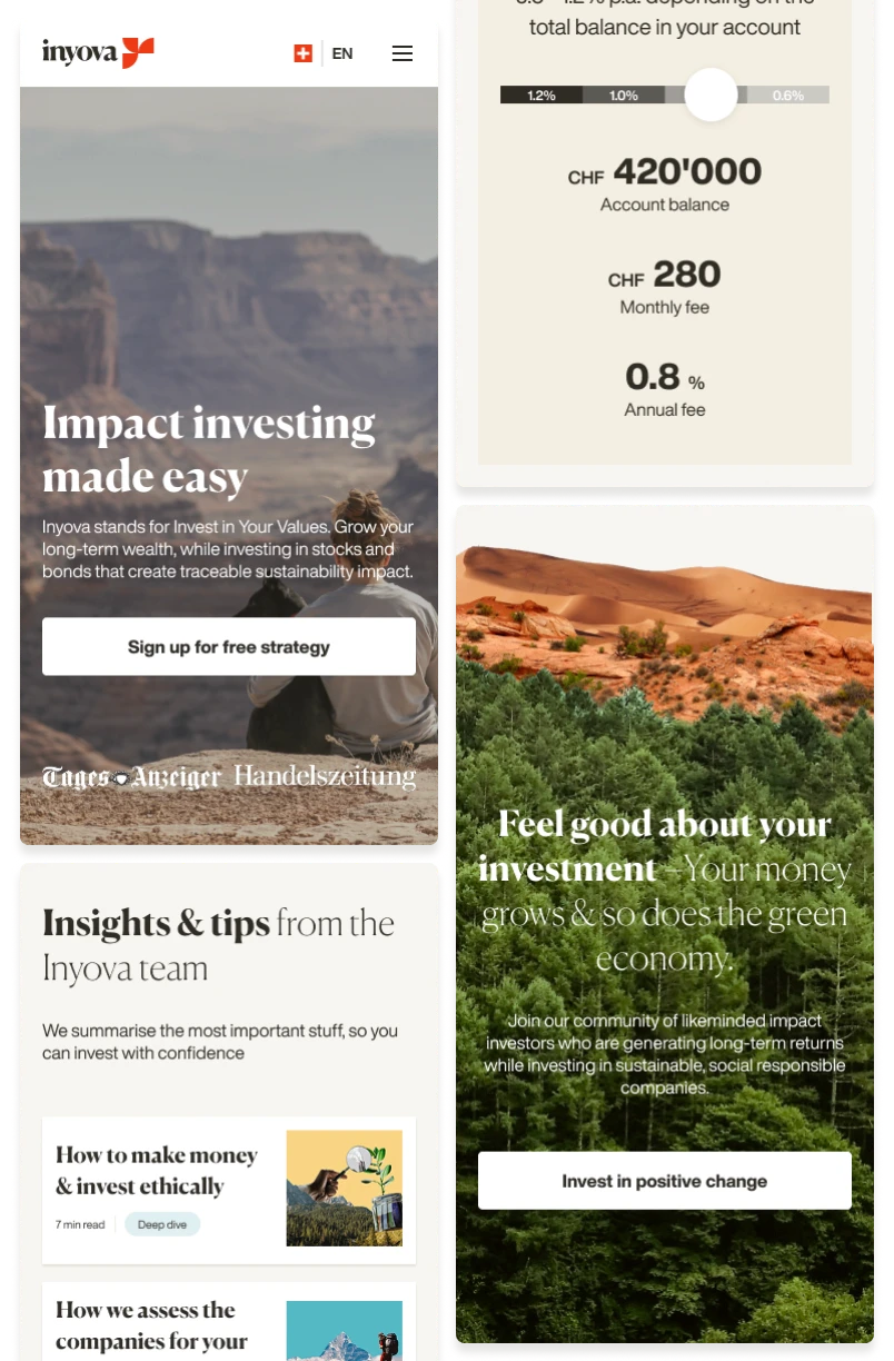Examples of visual updates applied to the website interface.