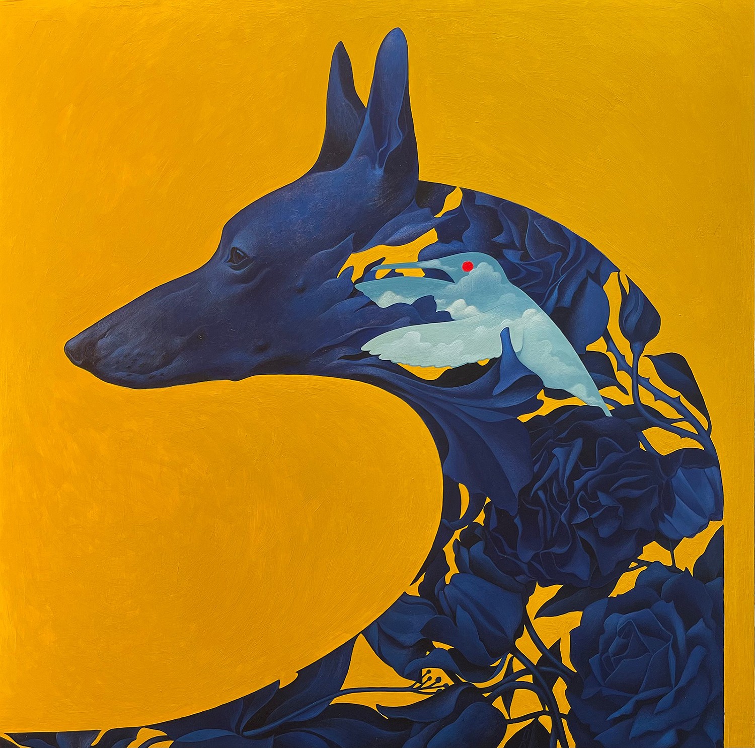 Young woman in colorful robe reads a book.