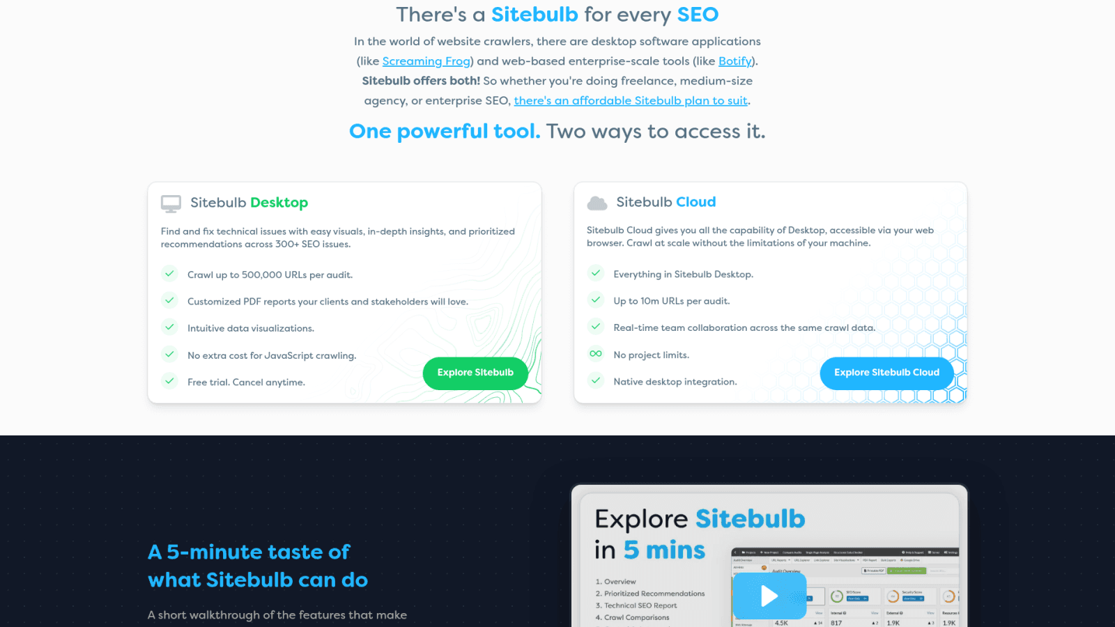 Sitebulb website crawler homepage