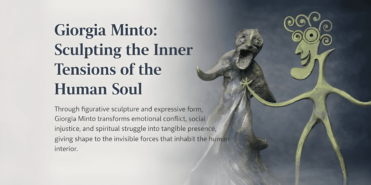 Giorgia Minto's sculptures express emotional conflict and spiritual struggle through figurative, expressive forms.