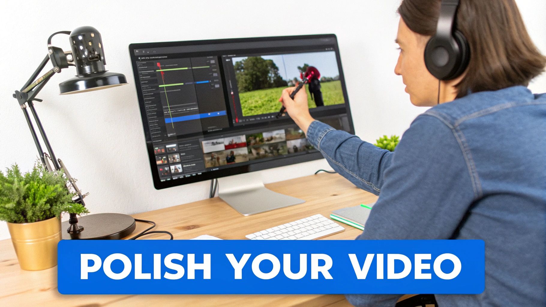 People collaborating on a video project, suggesting enhancement and teamwork