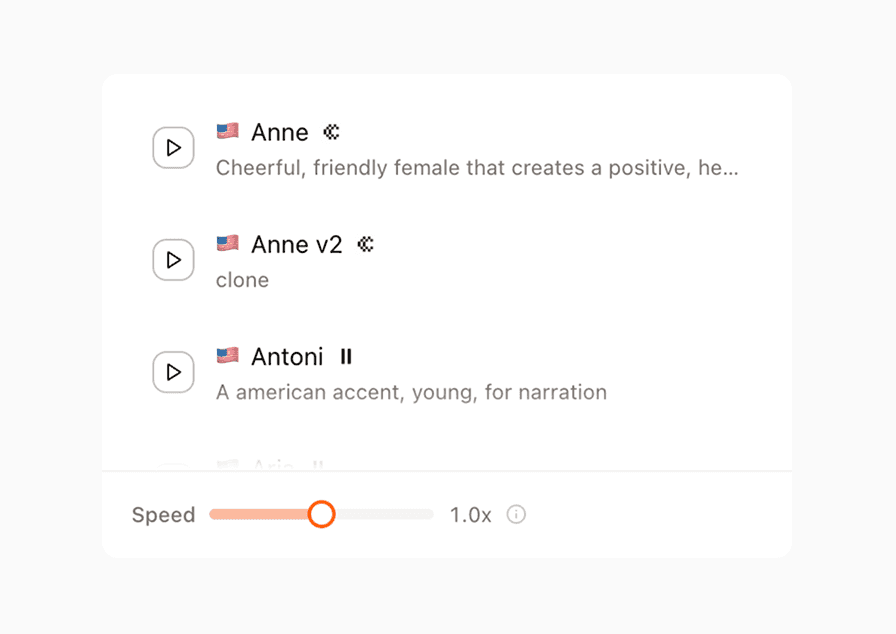 Voice selection interface
