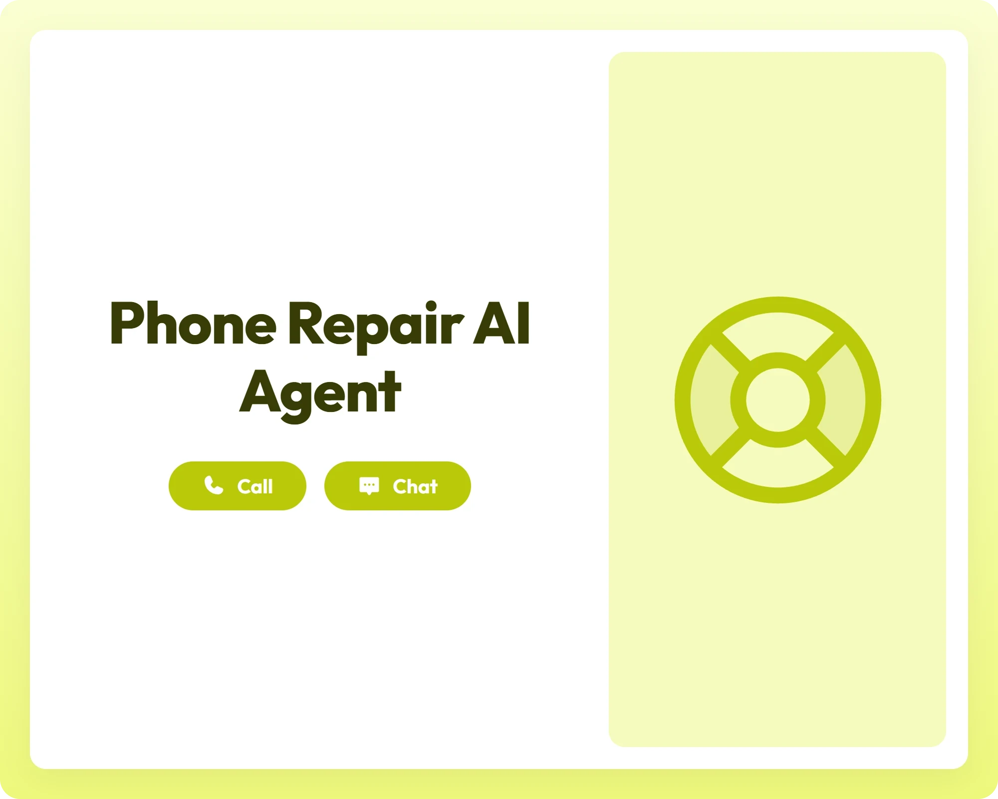 phone repair ai it support agent offering call and chat assistance with a lifebuoy icon
